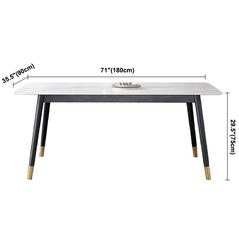 Estilo industrial Mesa de comedor de piedra sinterizada 4 Table de rectángulo base de piernas para el hogar