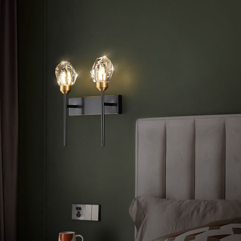 Schwarzsteinförmige Leuchtenleuchte Einfachheitstil Kristallwandhalterung Leuchte Leuchte