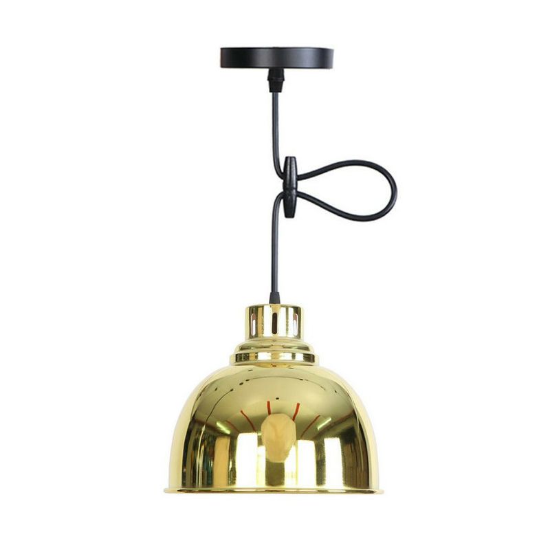 Iron Bell/Cone/Trumpet Pendant Light Kit Vintage 1 Head Living Room Down Lighting with Vent Hole in Gold