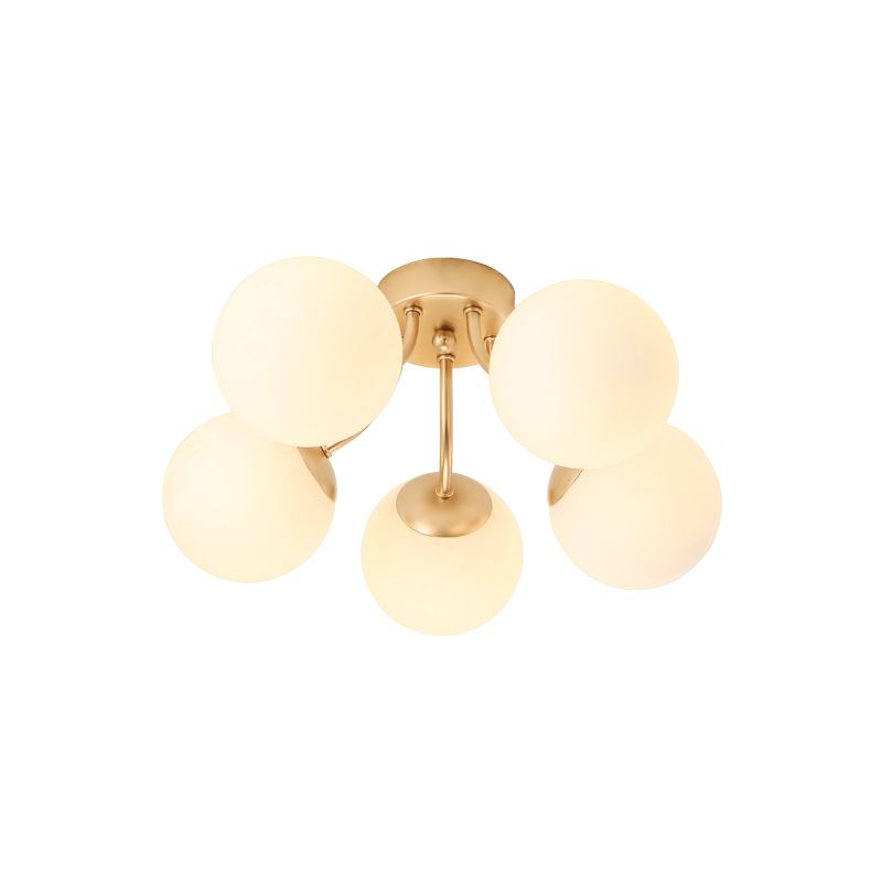 Nordic Modern Minimalist Glass Flush Mount Lamp with Glass Shade for Living Room