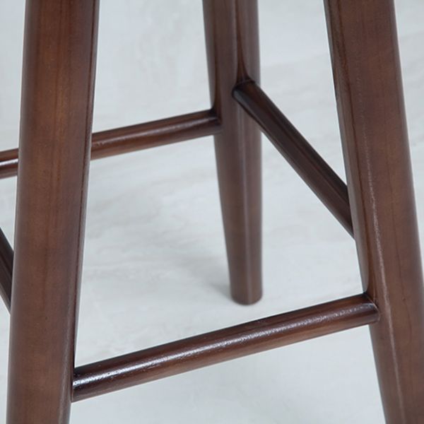 Modern Round Counter Bar Stool Wood Backless Bar Stool with Footrest