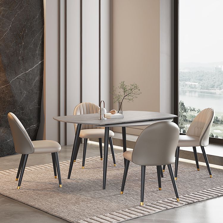 Table ronde supérieure en pierre péout pour le restaurant Table à manger moderne avec 4 jambes
