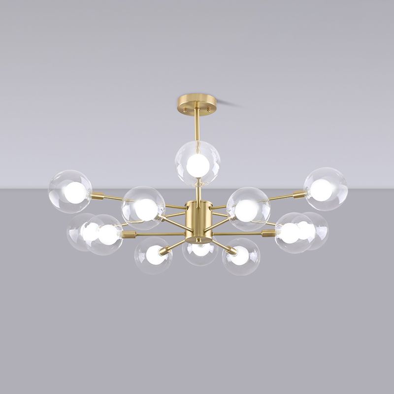 Globe kroonluchter verlichtingsarmaturen moderne multi-head gouden suspensie hanglampen met glazen schaduw