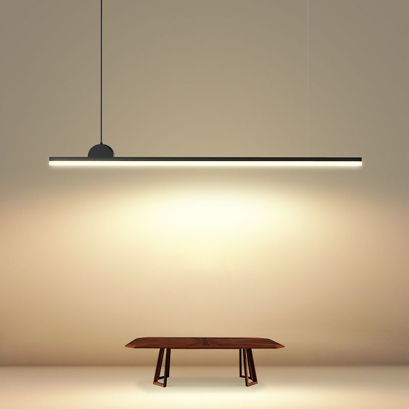 Linear Island Chandelier Modern Metal 1 Light Island Light in Black