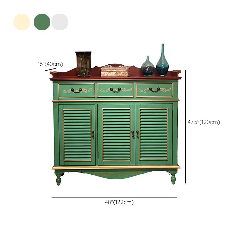 47.2" Tall 2/3 - Door Hand Painted Accent Cabinet with Drawers - Wood