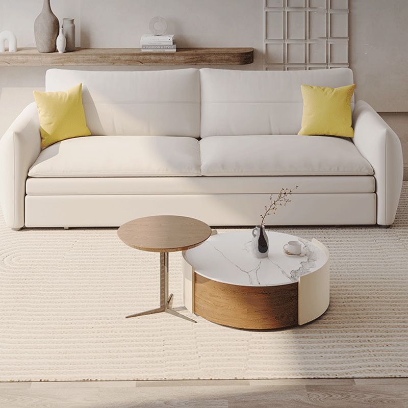 Glam Wooden Futon with Mattress Futon Sofa Bed Square Arms Sleeper Sofa