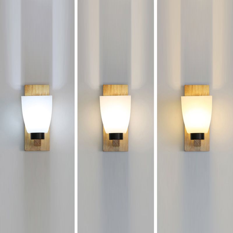 Wood Geometric Wall Light Nordic White 11.5" Wide Wall Sconce for Living Room