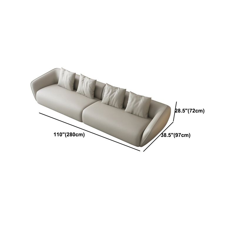 Genuine Leather Sloped Arm Sofa Contemporary Standard Sofa with Pillows