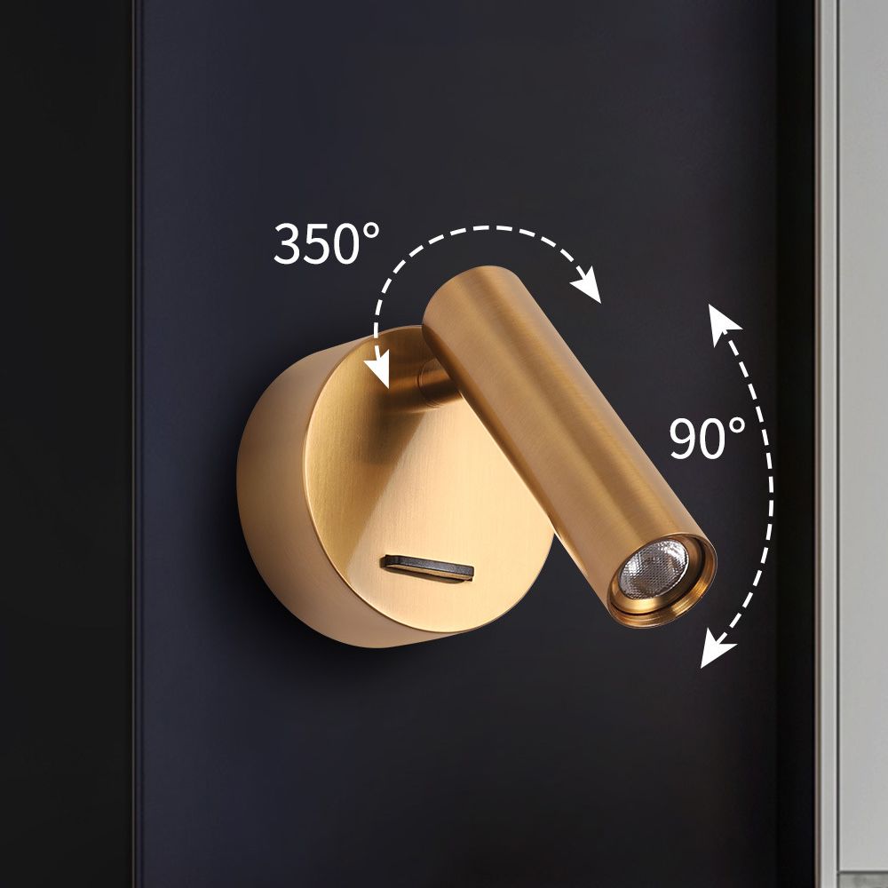 4.3" H Simplicity Bedside LED Reading Lamp Modern Style Spotlight Wall Sconce with Round Metal Base