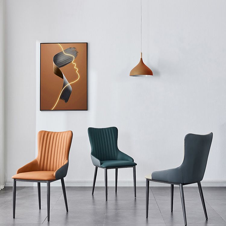 Modern Home Leather Arm Chair Matte Finish Solid Back Dining Chair