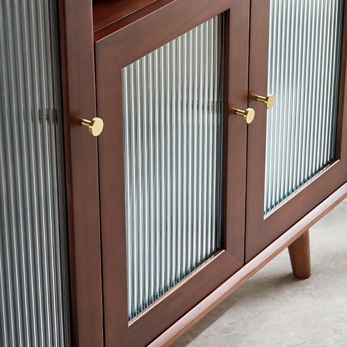 Glass Paned Accent Cabinet Modern Style 1-Door Chest with Drawers
