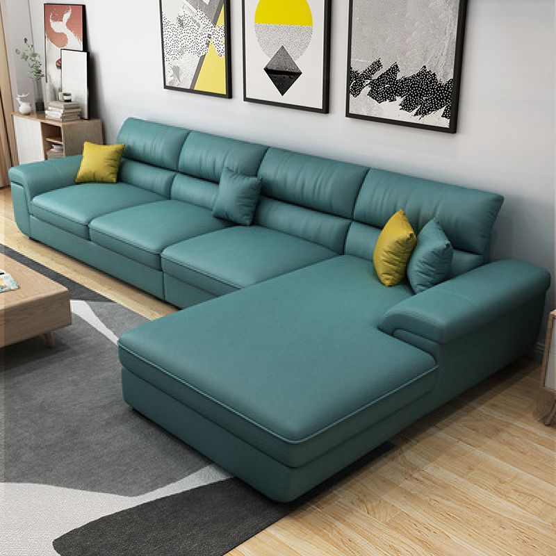 Contemporary L-Shape Modular Sectional Pillow Back Cushion Sofa and Chaise for Apartment
