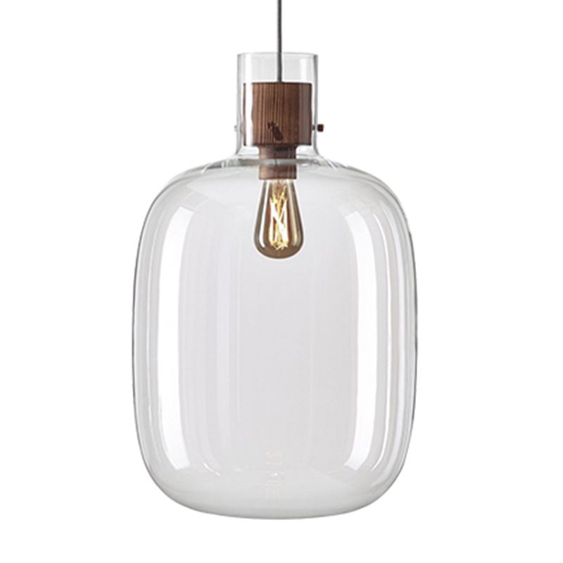 Glass Drum Pendant Light in Modern Creative Style Wrought Iron Hanging Lamp for Interior Spaces