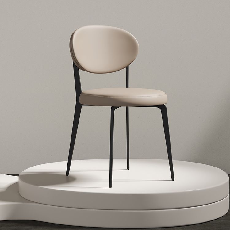 Faux Leather and Metal Industrial Open Back Armless Dining Chairs