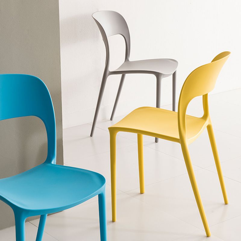 Nordic Style Armless Side Chairs Open Back Chairs with Plastic Legs for Home Use