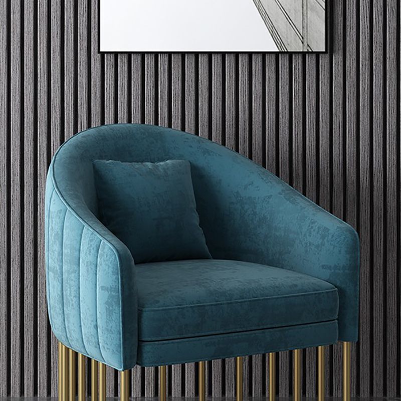 Velvet Barrel Accent Chair 27.55" Wide Arms  Included Chair with Golden Legs