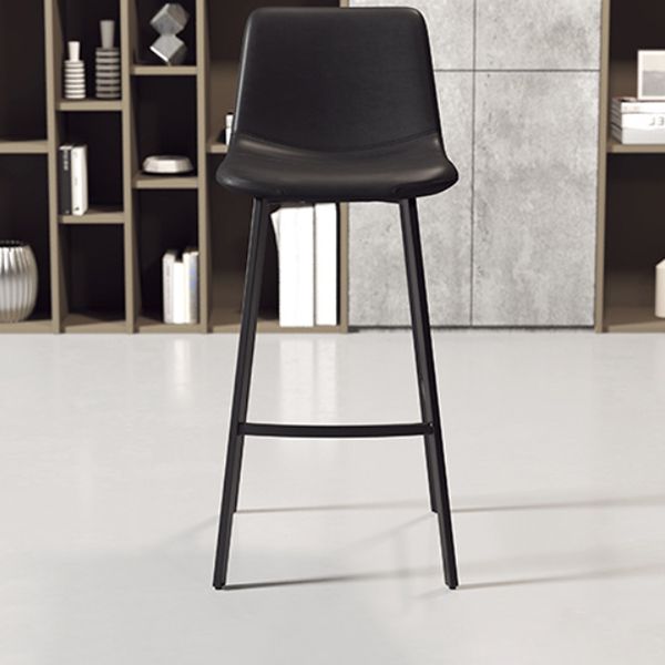 Modern Backrest Armless Counter Stool Iron Milk Tea Shop Bar Stool with Leather Cushion