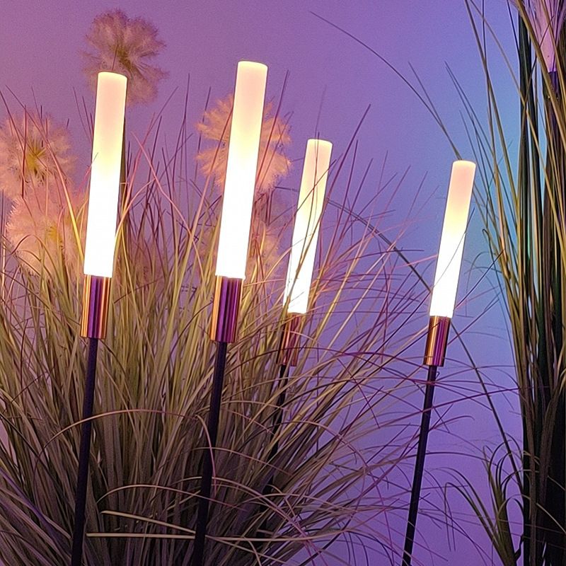 Tube Shaped Acrylic LED Stake Light Simplicity Black Landscape Lighting for Courtyard