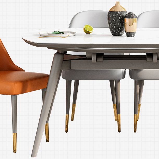 Mesa de comedor de lujo tradicional mesa de comedor de piedra sinterizada con 4 patas de madera