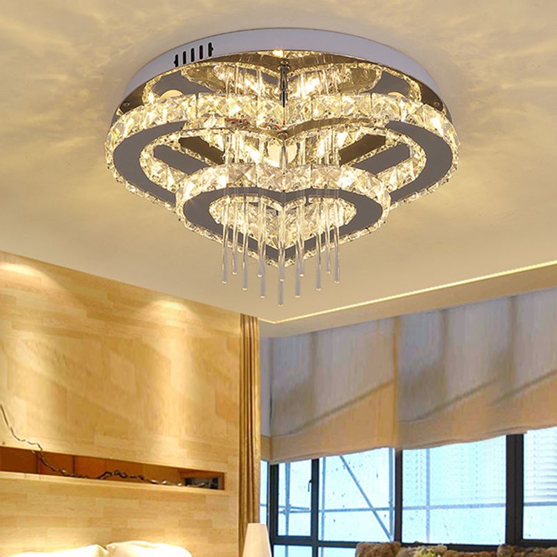 Moderne hartvormige semi-spoel licht licht snijstal slaapkamer led plafondarmatuur in zilver