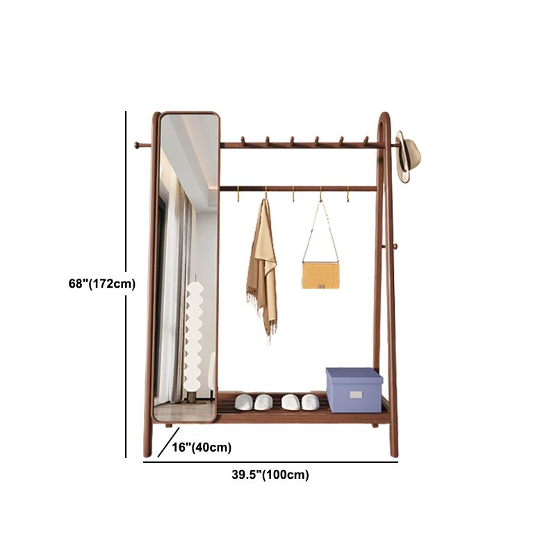 Brown Contemporary Style Armoire Ash Wood Open Armoire with Clothing Rod