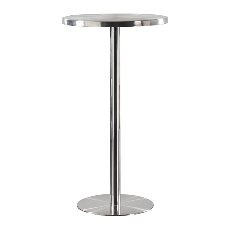 Metal Industrial Round Dining Table Steel Top Table with Pedestal Base