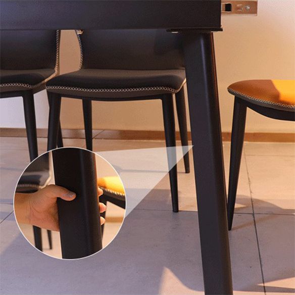 Zeitgenössischer Stil gesinterte Stein Esstisch mit grauem festem Tisch und 4 schwarze Beine Basis