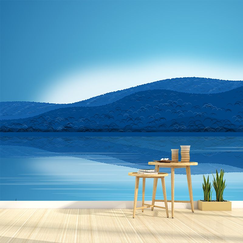 Environment Friendly Resistant Wallpaper Mountain Illustration Sleeping Room Wall Mural