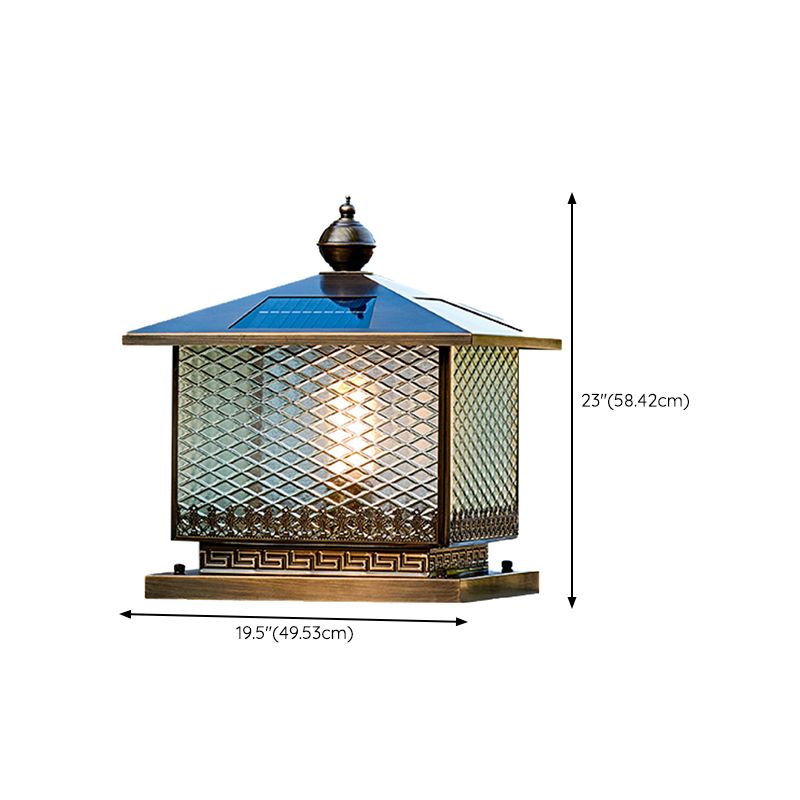 Modern LED Pillar Lamp Simple Solar Lighting Fixture with Glass Shade for Garden