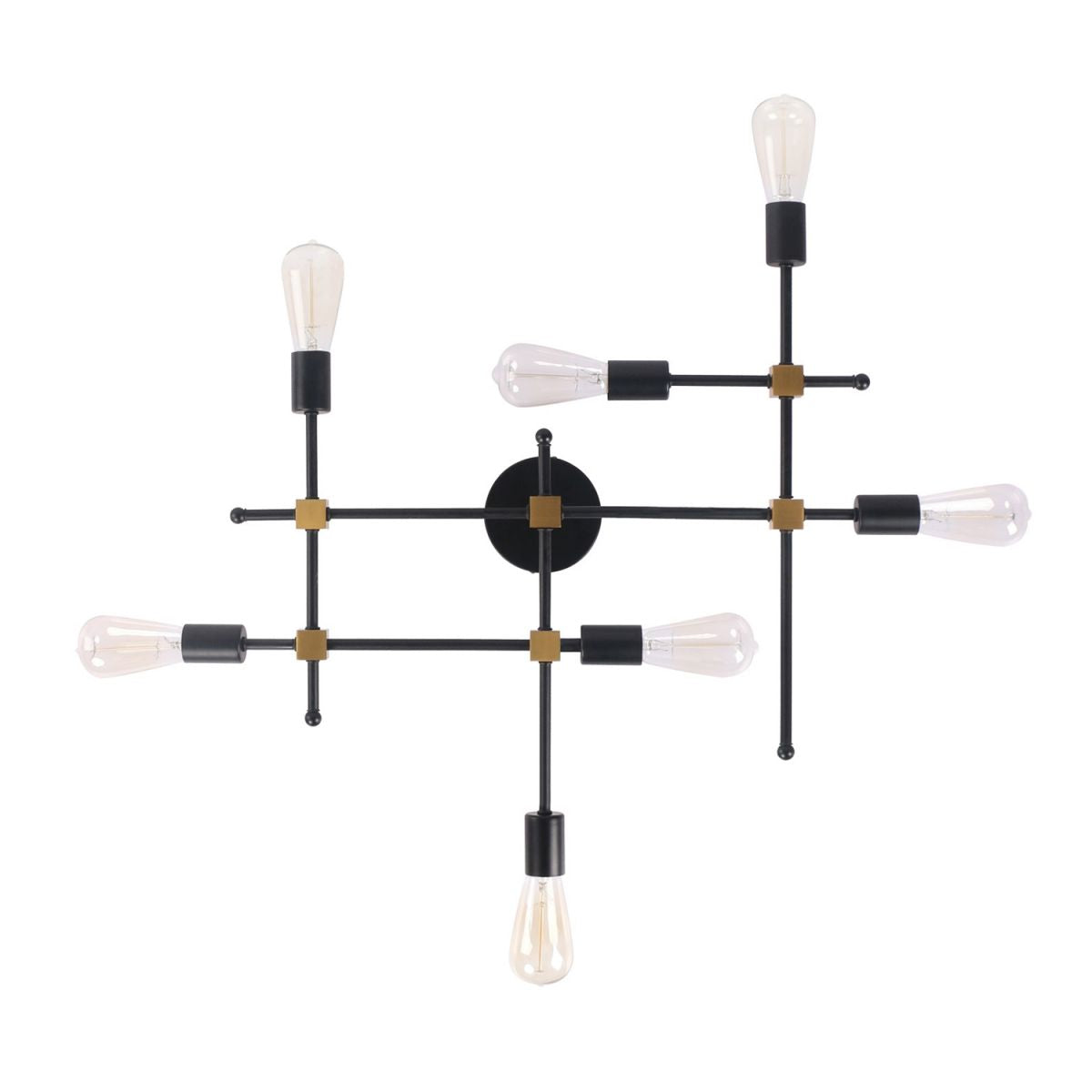 Metal Black Sconce Lighting Crossing Line 7 Bulbs Contemporary Wall Flush Mount Lamp