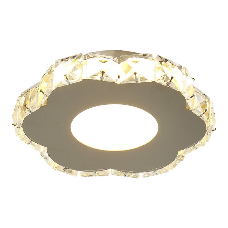 Silver Shaded Semi Flush Mount Lighting Modern LED Crystal Ceiling Light Fixture
