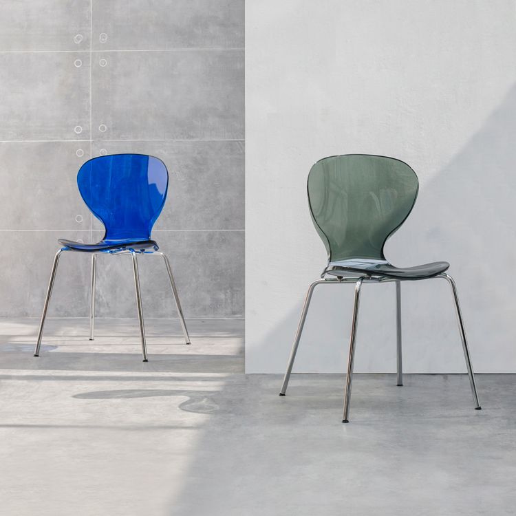 Contemporary Style Metal Chairs Set Solid Back Side Kitchen Dining Chair