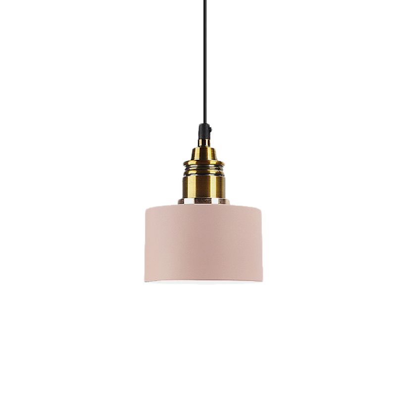 Lámpara de colgante redonda de 5 "/12" de ancho Macaron Macaron Metal Metal Lighting con enchufe de latón para corredor