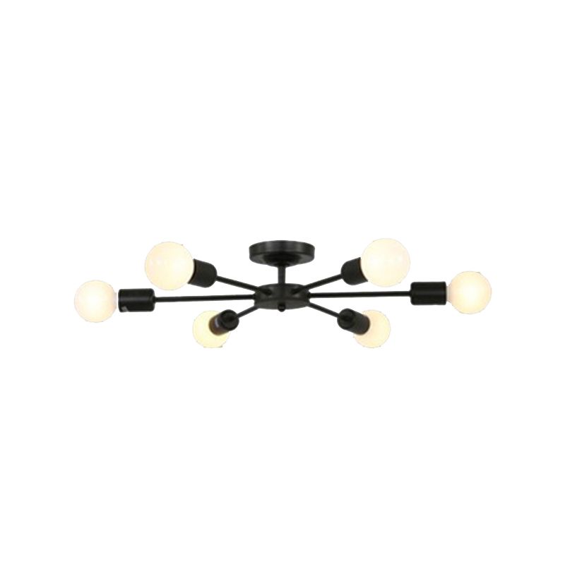 Industrial Starburst Flush Mount Ceiling Light Metal Multiple-Light Flush Light