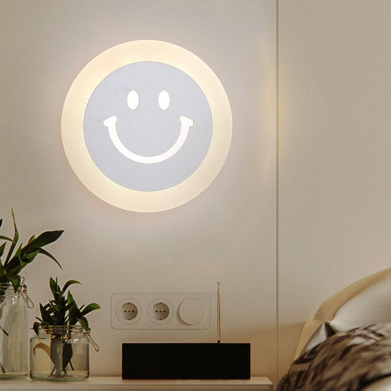 Smile Face Acrylic Wall Sconce Lighting Simplicity LED White Wall Lighting Fixture
