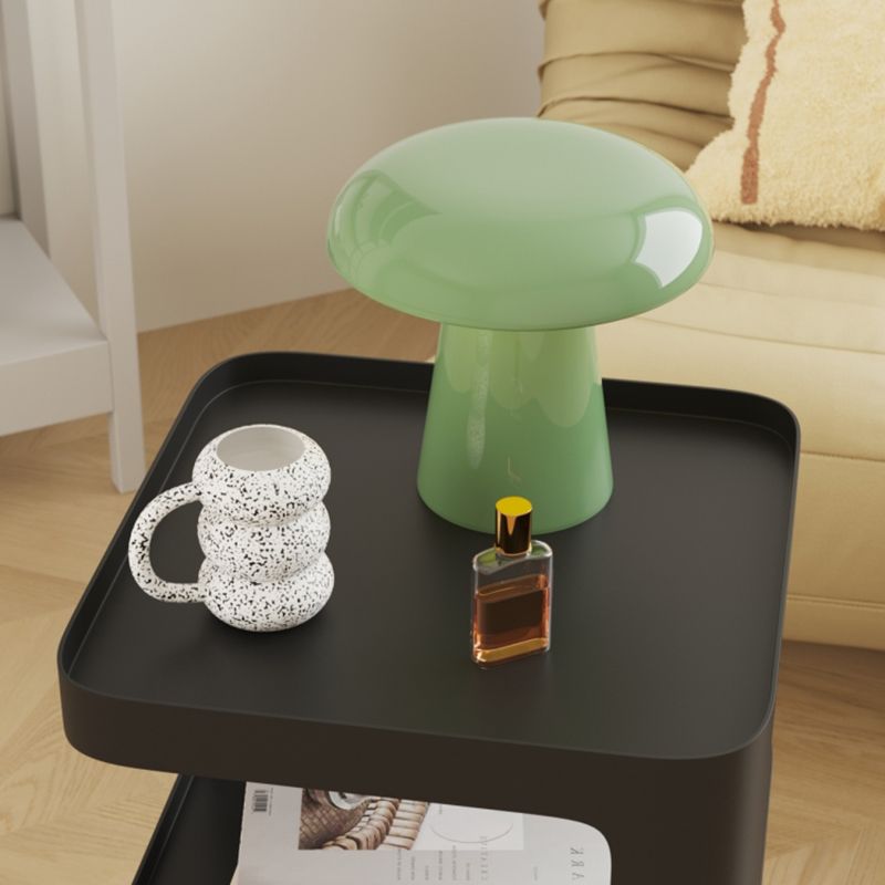 21.65" Tall Metal End Table Sqaure Top Accent Side Table With Shelves