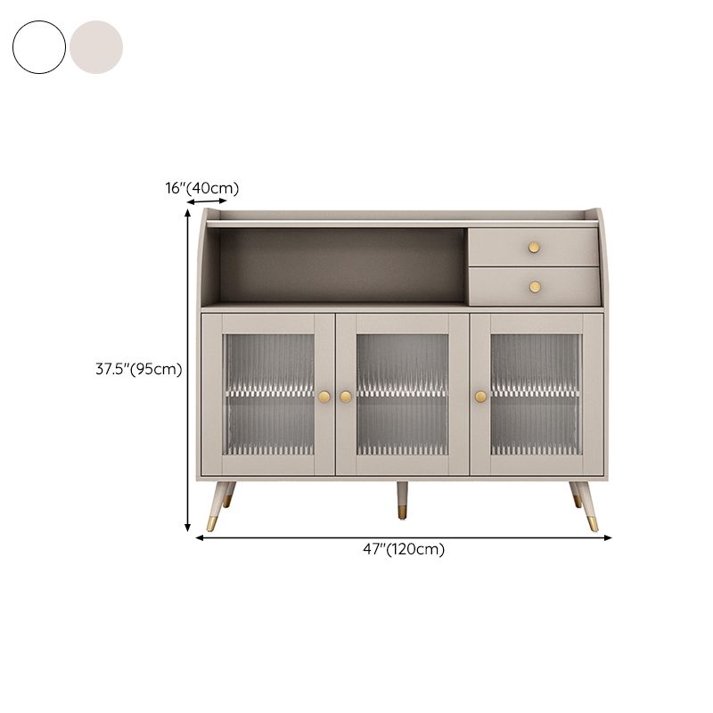 Glam Style Buffet Table Wood Side Board with Cabinets and Drawers
