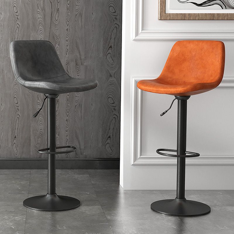 Home Footrest Adjustable Height Stool Contemporary Leather Barstool