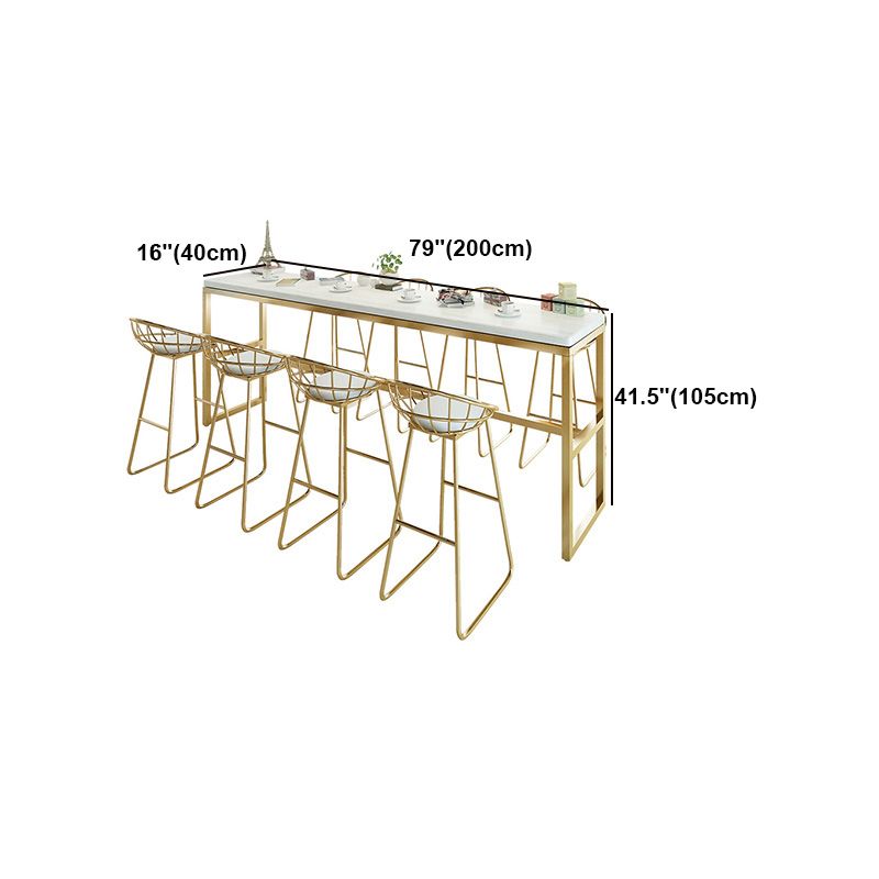 White Glam Style Counter in Faux Marble and Iron Milk Tea Shop Bar Table