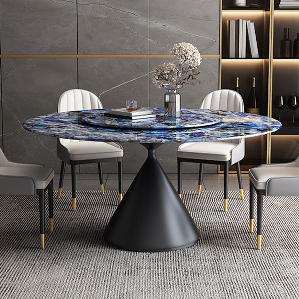 Metal Pedestal Dining Table Round Stone Top Dining Table for Dining Room