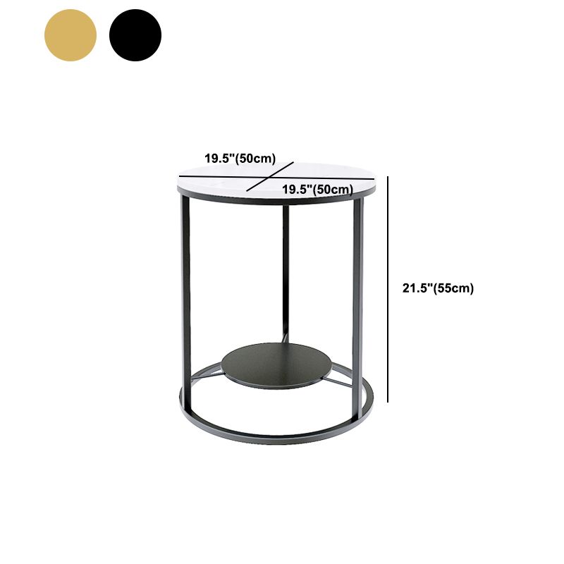 Modernistic Metal Frame Nesting Tables Slate Top Round End Table