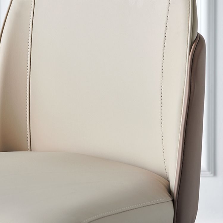 Scandinavian Style Leather Dining Chairs Armless Solid Back Chair for Kitchen