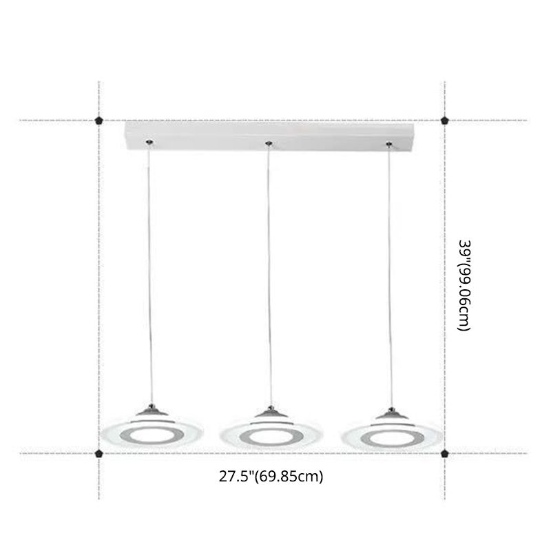 Circoli a LED Illuminazione sospensione Minimalista scale acriliche Diner ciondolo multi-luce in bianco
