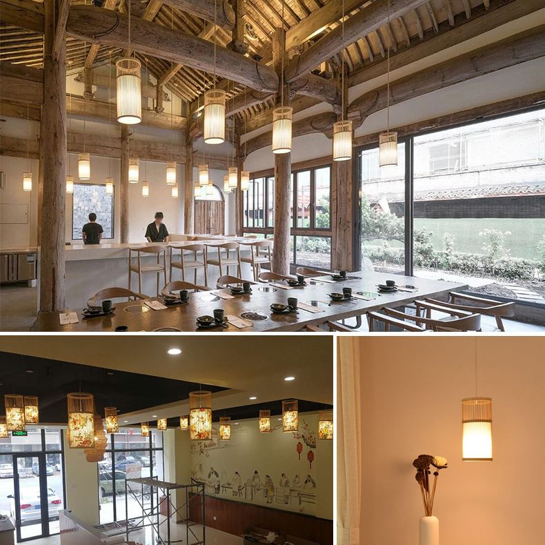 Moderne esthetiek cilindrische suspensie licht houten single-bulb gang hanglamp met hanglamp