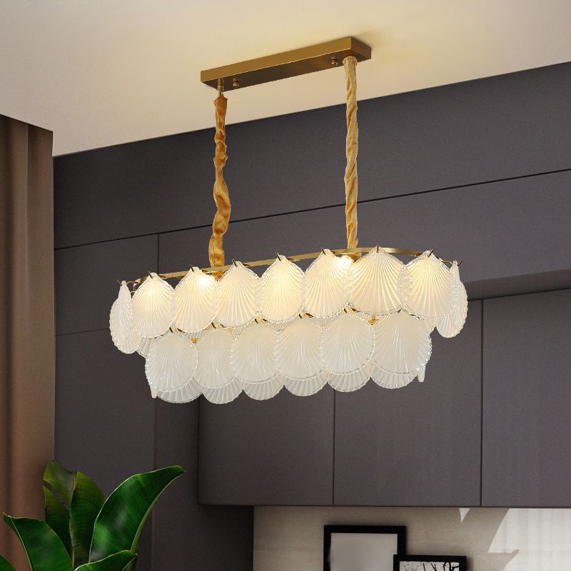 Modern Style Geometry Shape Island Lights Glass 8-Light Island Lighting in Gold