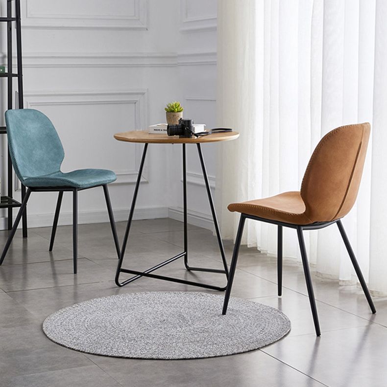 Sillas de comedor de cuero sin brazos con respaldo sólido de diseño industrial para cocina