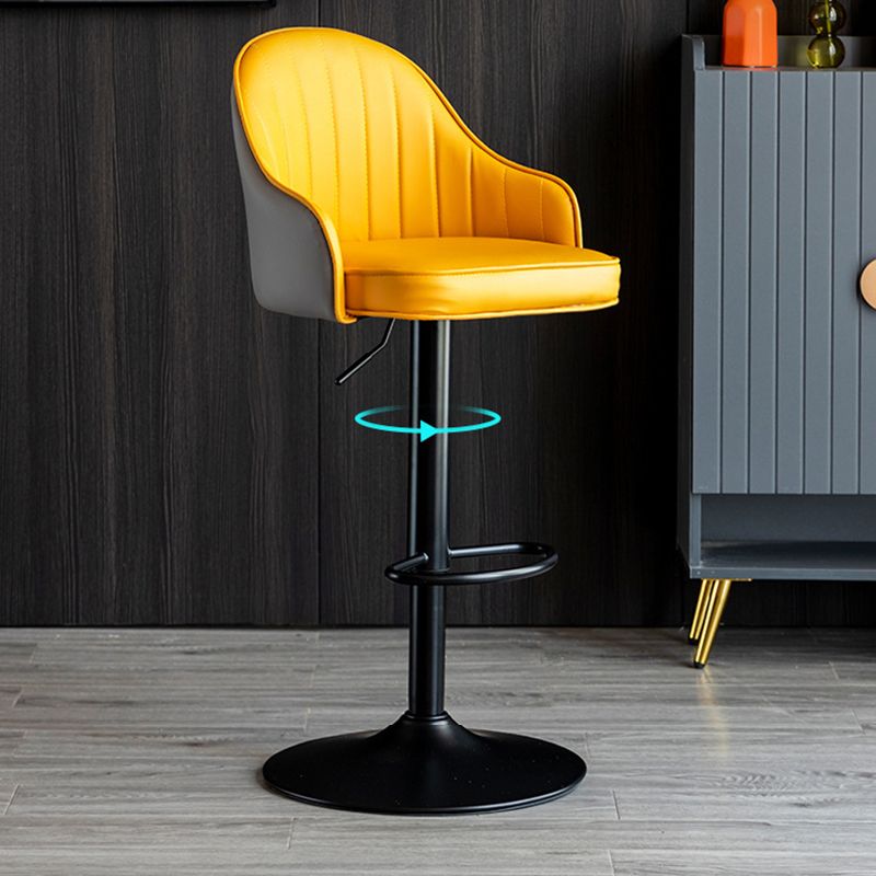 Indoor Modern Leather Barstool Rotating Lifting Bar Stool with Armrests