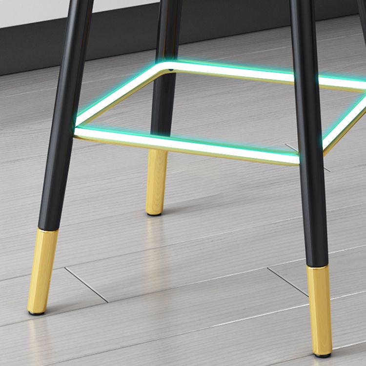 Glam Metal Barstool Faux Leather Kitchen Counter Stool in Matte Finish with 4 Legs