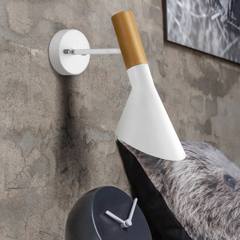 Cone Shape Wood Vanity Sconce Light Modern Style 1-Light Vanity Mirror Lights