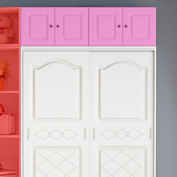 Manufactured Wood Kids Closet Modern Style Shelved Wardrobe Closet in White